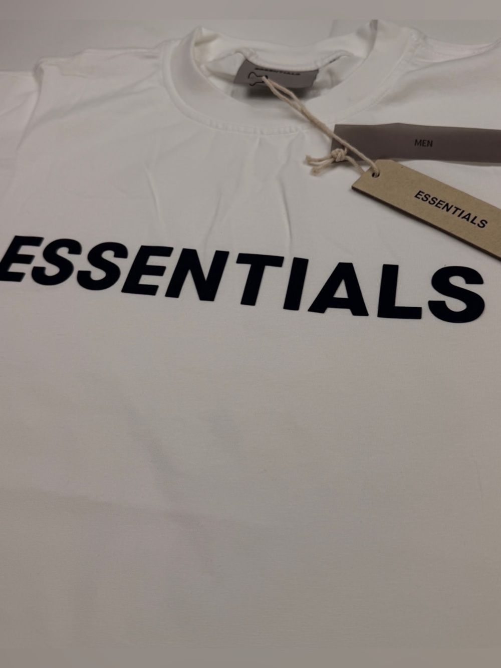 Fear of God Essentials Short Sleeve Tee - White with Black Logo